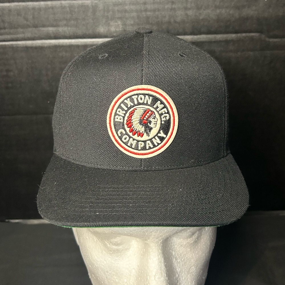 Brixton MFG Company Black Snapback Cap Hat Indian Chief Logo